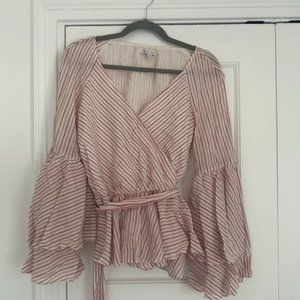 Rebecca Minkoff Striped Wrap Blouse Size M